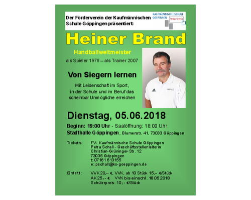 Heiner Brand zu Gast in der Kaufmännischen Schule Göppingen